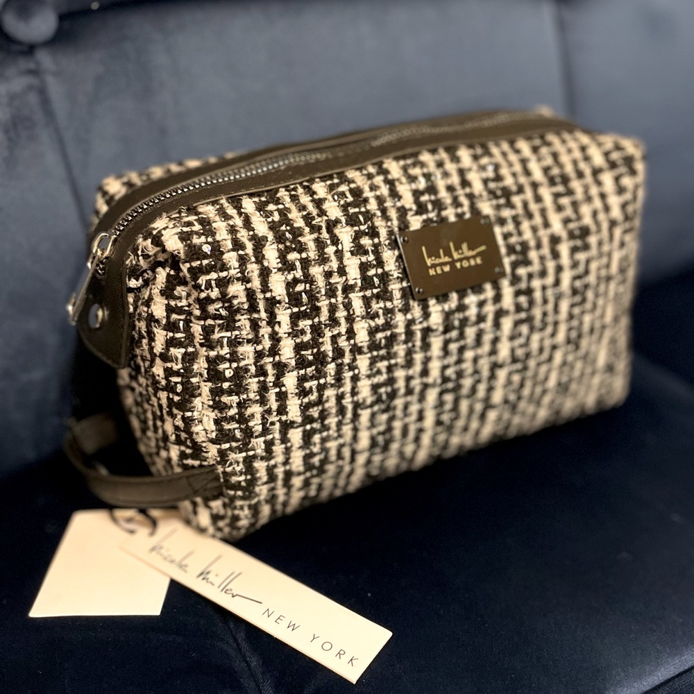 Nicole Miller Black and White Cosmetic Bag